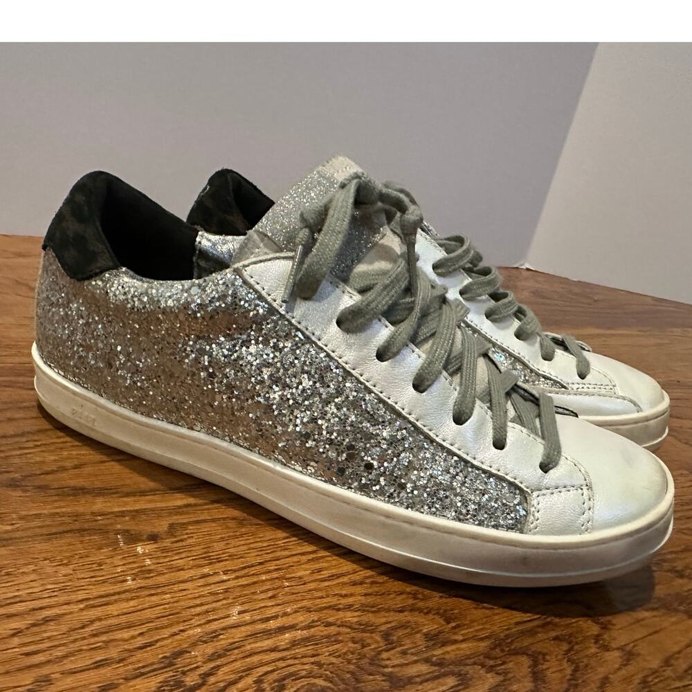 P448 John Ginevra Silver Glitter Sneakers Women’s EU 36 Luxe Designer Shoes